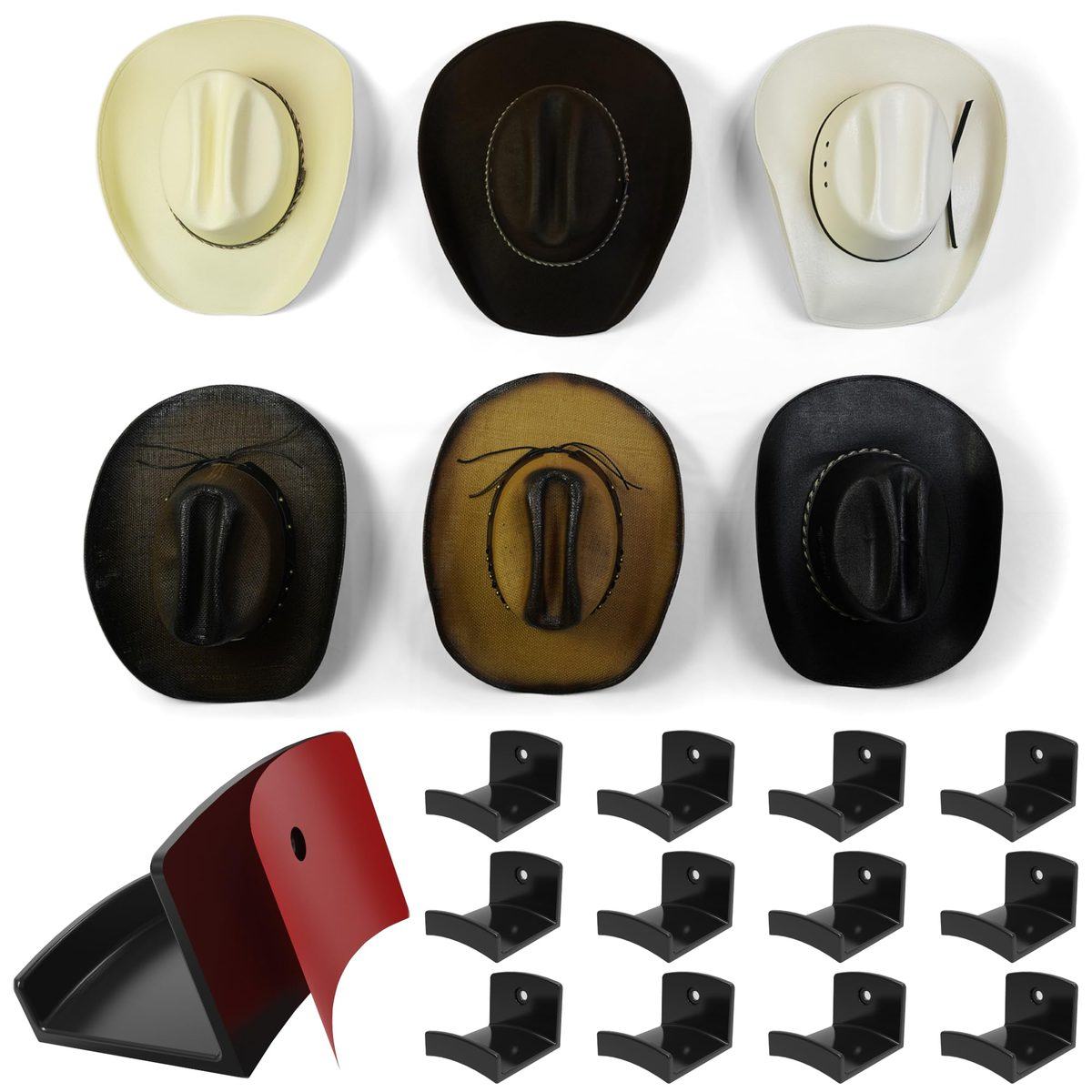 Modern JP Cowboy Hat Hooks (cowboy hat wall hook) in Black