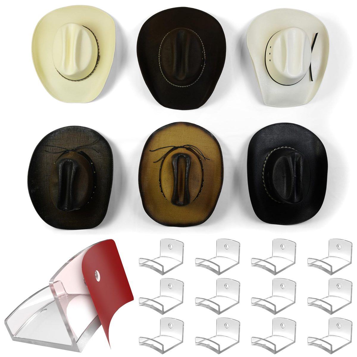 Modern JP Cowboy Hat Hooks (cowboy hat wall hook) in Clear