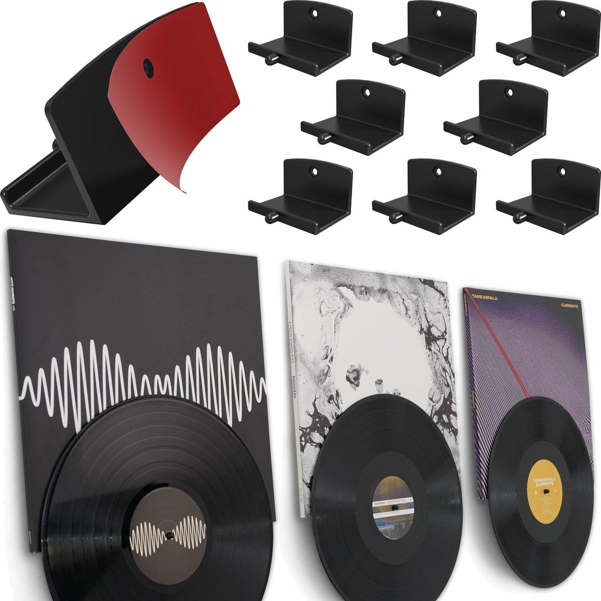 Modern JP Album + Record Display (album and vinyl disc wall mount) in Black