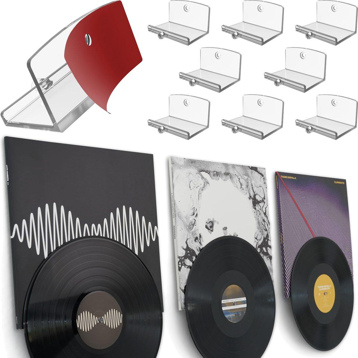 Modern JP Album + Record Display (album and vinyl disc wall mount) in Clear