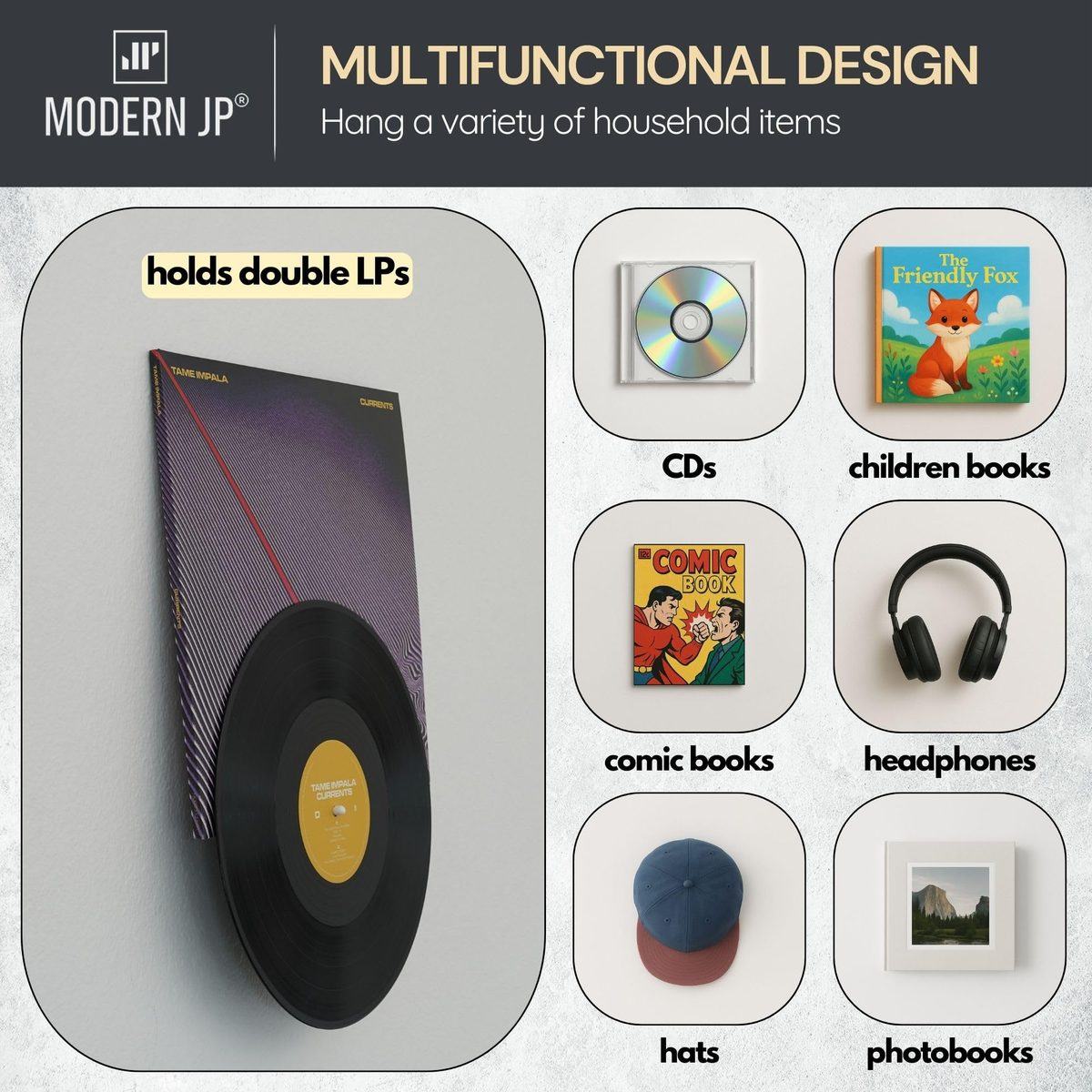 Modern JP Album + Record Display (album and vinyl disc wall mount), photo 6