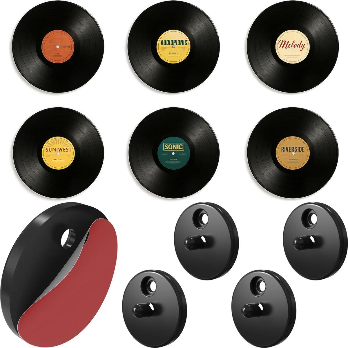 Modern JP Record Disc Wall Peg (vinyl record disc wall peg) in Black