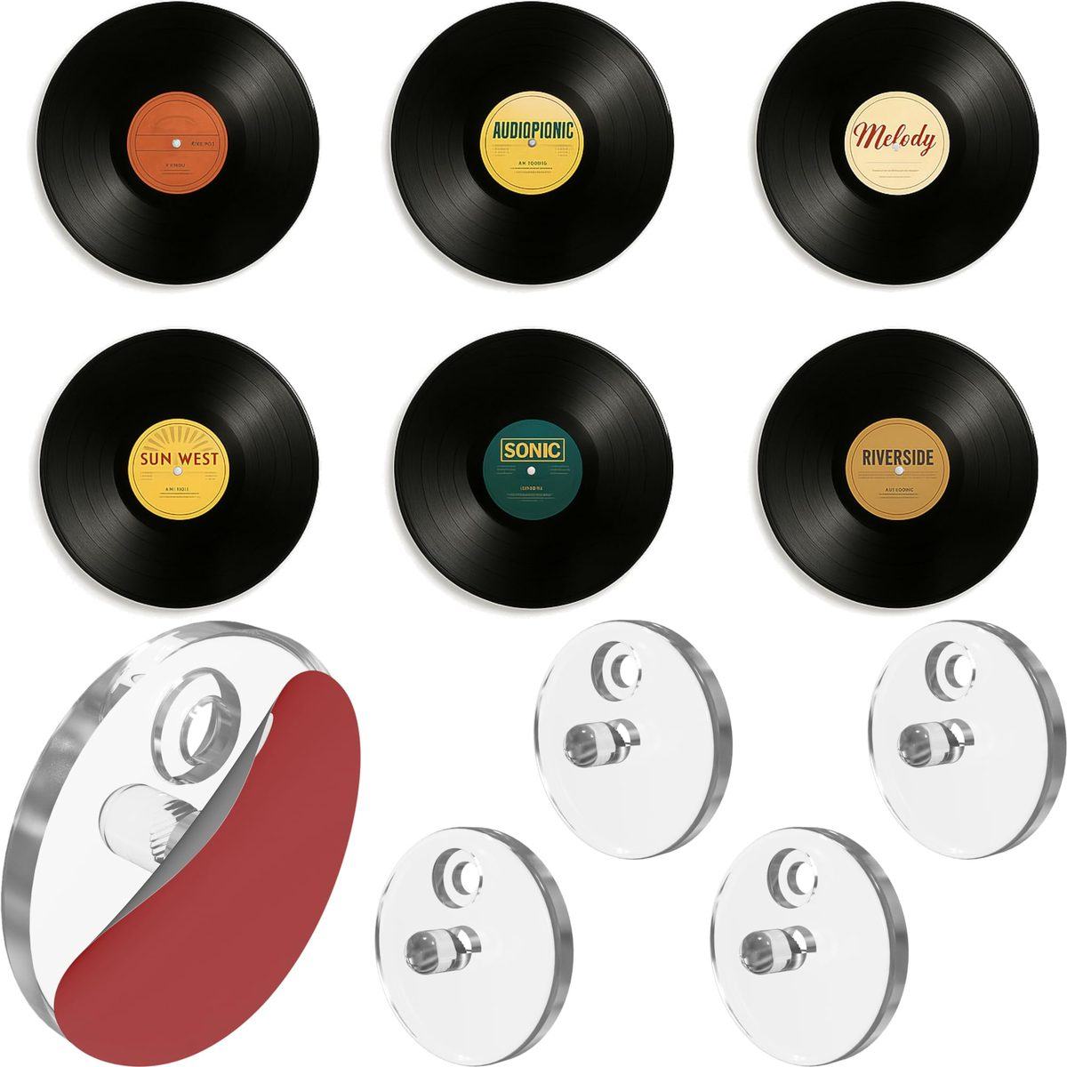 Modern JP Record Disc Wall Peg (vinyl record disc wall peg) in Clear